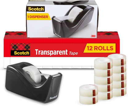 Scotch Transparent Tape, Clear Tape Engineered for Office and Home Use, 1 Inch Core 3/4 in x 1000 in, 3 Boxes