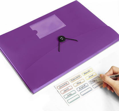 5 Pack 7 Pocket Accordian File Organizer, Expanding File Folder with Labels, Plastic Expandable File Folder for Documents Letter Size A4 Papers, Ideal for Home, Office Supplies, College Essentials