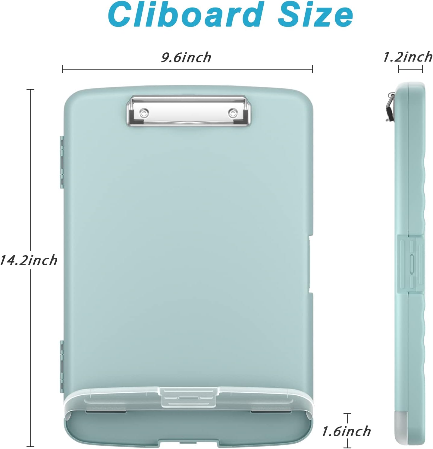 Rimilak Plastic Clipboard with Storage, 8.5 x 11 High Capacity Folio Nursing Case with Pen Holder, Size 14.2 x 9.6 x 1.2″ Folder Side-Opening for Classroom, Teacher, Smooth Writing, Dark Green
