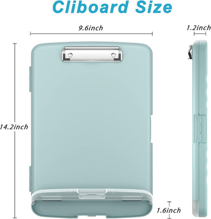 Rimilak Plastic Clipboard with Storage, 8.5 x 11 High Capacity Folio Nursing Case with Pen Holder, Size 14.2 x 9.6 x 1.2″ Folder Side-Opening for Classroom, Teacher, Smooth Writing, Dark Green