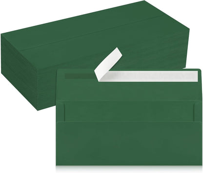 50 Pack #10 Business Envelopes, Sage Green Standard Envelopes Self Seal, Letter Size Mailing Envelopes for Checks Letters Invoices Statements Birthday Graduation Wedding, 4 1/8 x 9 1/2 Inch