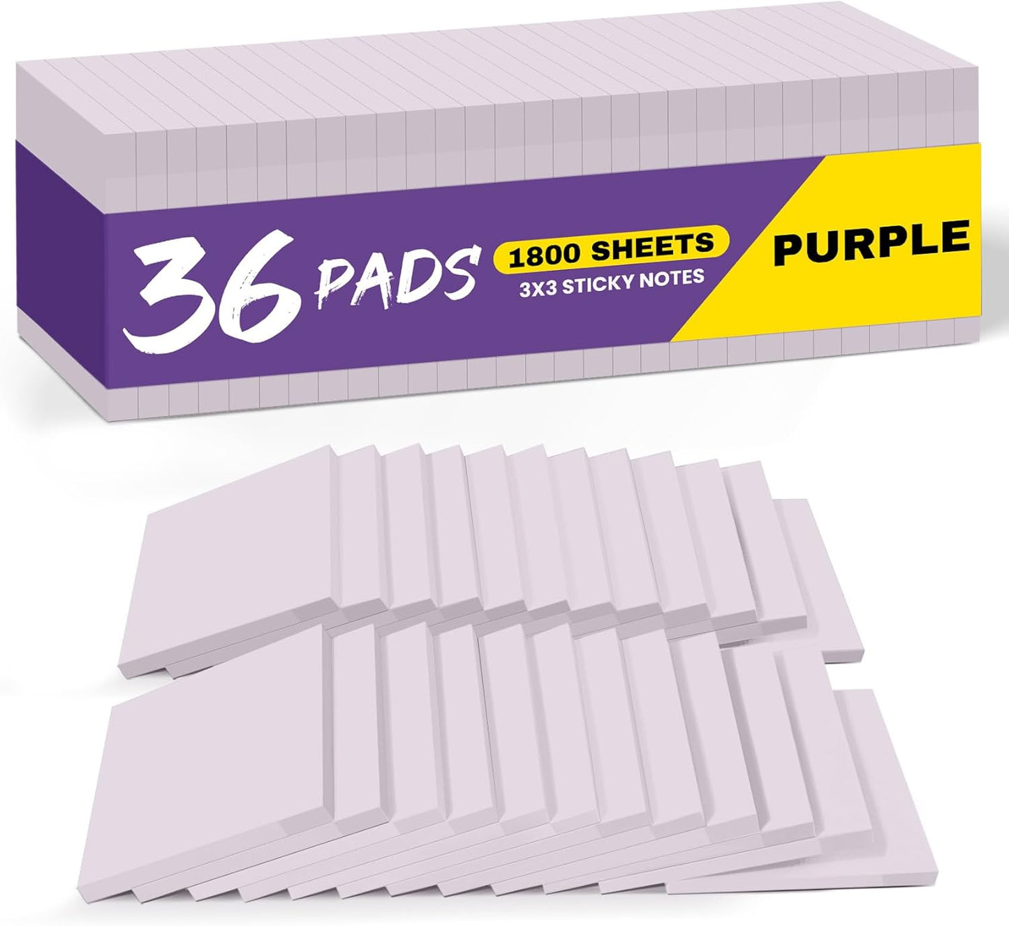 Sticky Notes, 36 Pads, 3x3 Inches Self-Stick Note Pads, Perfect for Office, Study, and Daily Life Organization - Bright