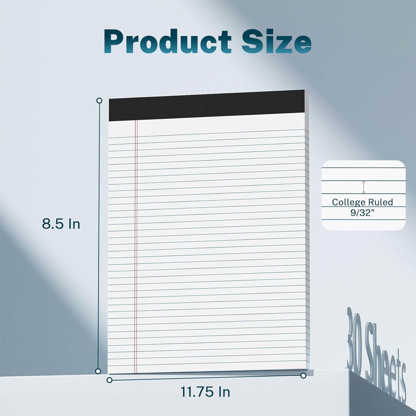 2-Pack Legal Pads 8.5"x11" Wide Ruled Note Pads - 100 Sheets (50/Pad) with Micro-Perforated Notepad & Chipboard Backing To-Do Lists Thick Lined Writing Paper Notebook for School & Office Supplies