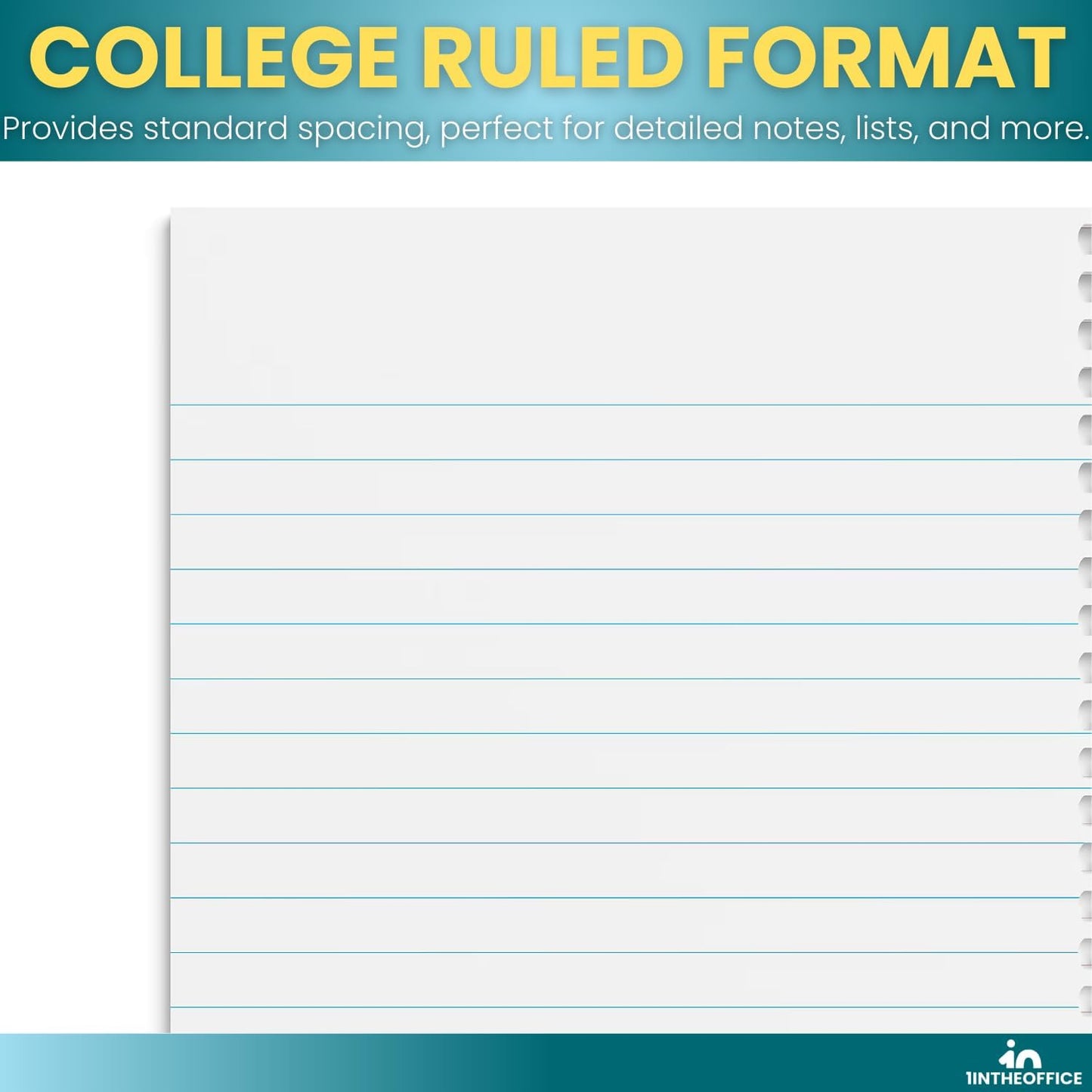 1InTheOffice 1-Subject Wirebound Notebook, College Ruled, 80 Sheets, Spiral Notebook 5x7, 7 3/4" x 5", 3/Pk
