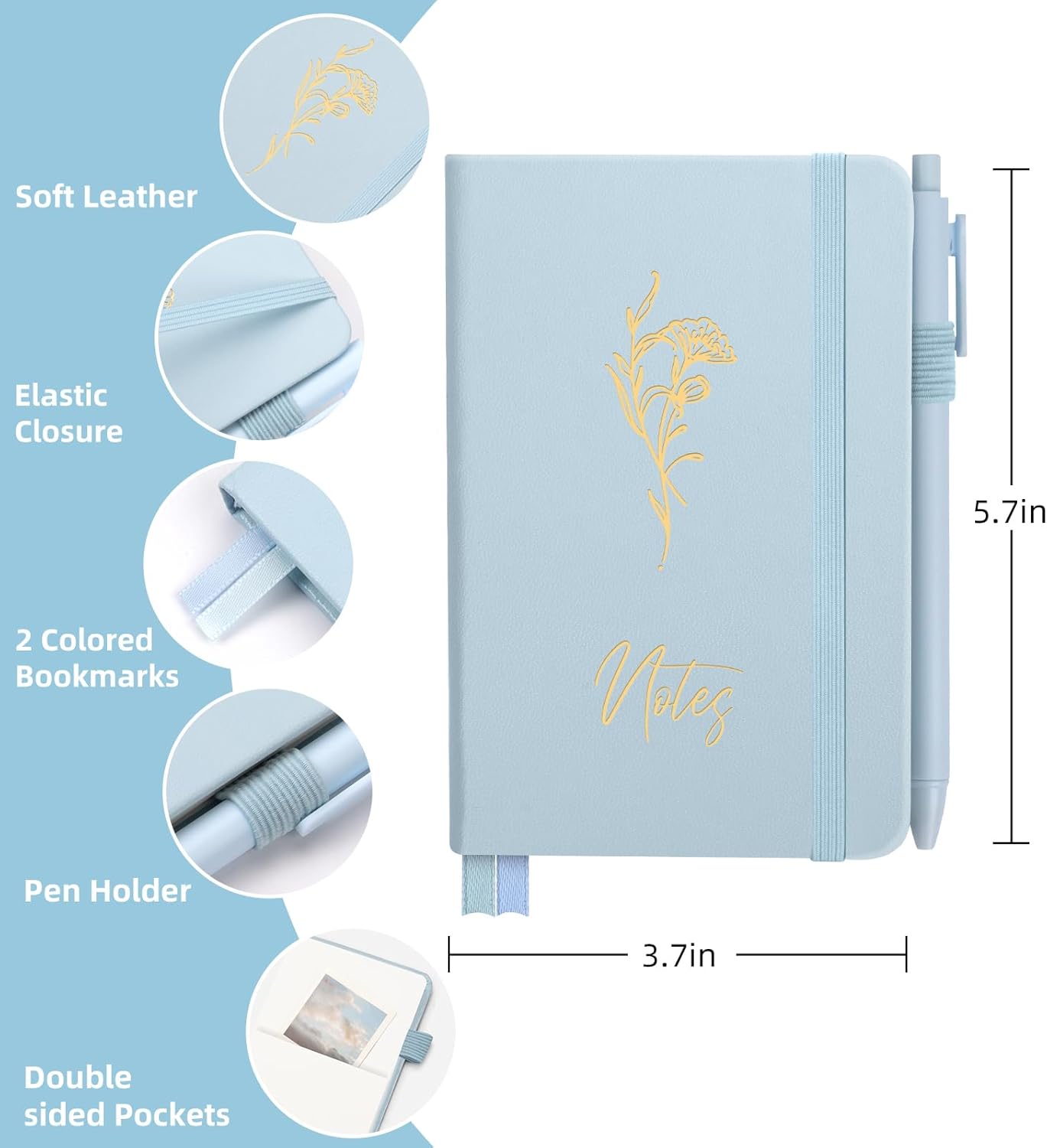 3 Pack Pocket Journaling Notebooks, A6 Small Notebook For Note Taking Journaling Notebooks Journals For Writing Mini Note Pads With Pen Holder 120 Pages 100 GSM Thick Paper(Nude, Brown, Forest Green)