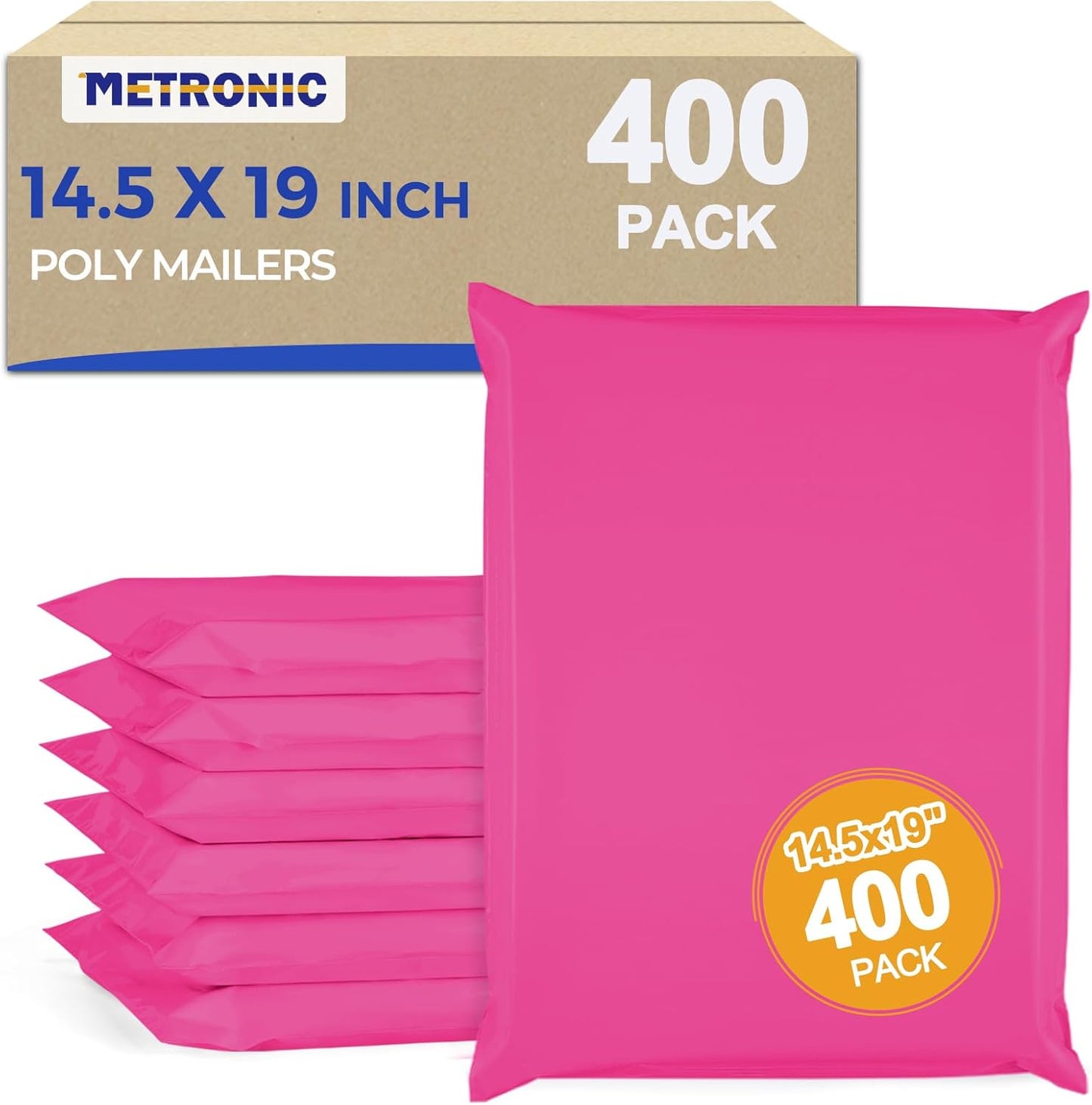 Metronic White Poly Mailers 14.5x19 100 Pack, Large Shipping bags Self-Seal Shipping Envelopes , Packaging Envelope for Small Business, Boutique, Clothing