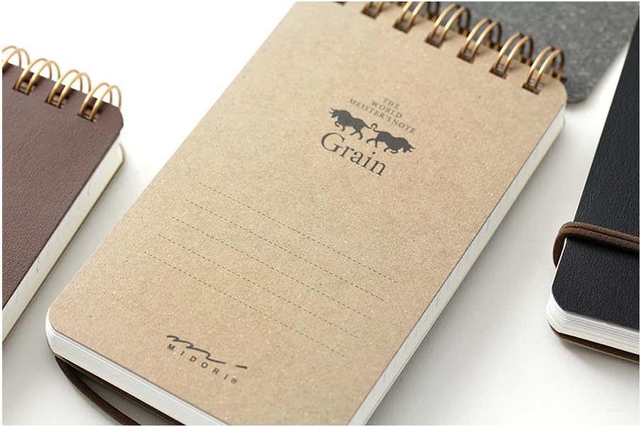 Midori 11796006 Notepad WM Ring Memo Grain Black