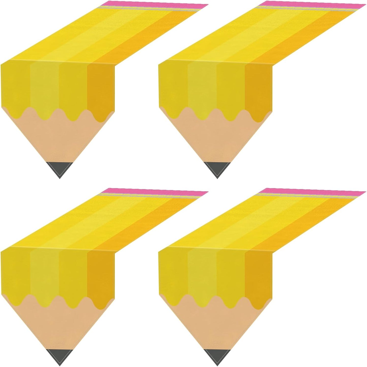 Breling 4 Pcs Preschool Graduation Decorations Table Runner Kindergarten Graduation Tablecloth Composition Pencil Crayon Ruler Notebook Table Runner for School Dining Room Classroom Party Decoration