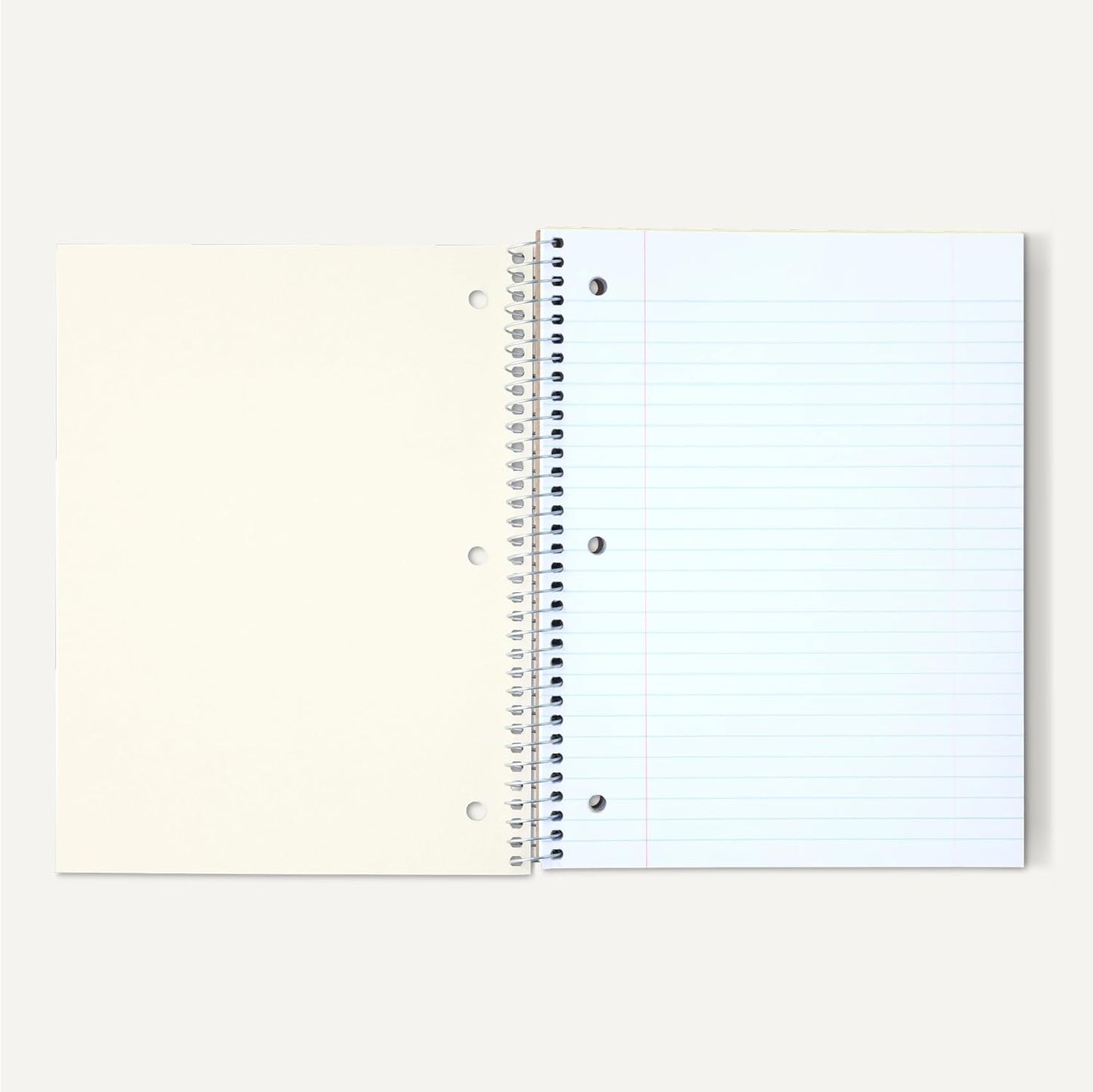 Amazon Basics Wide Ruled 3-Subject Spiral Notebooks with Pocket Dividers, 150 Sheets, 10.5" x 8", Assorted Primary Colors, 3-Pack