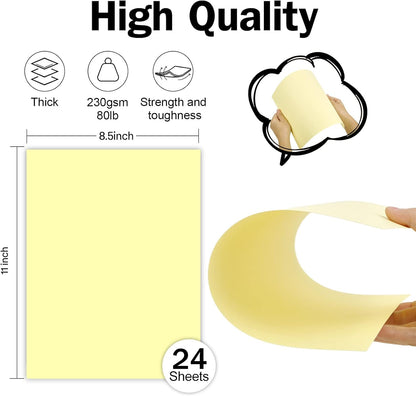 24 Sheets Cream Cardstock 8.5 x 11 Off White Paper, Goefun Ivory Card Stock Printer Paper for Cards Making, Office Printing, Certificate