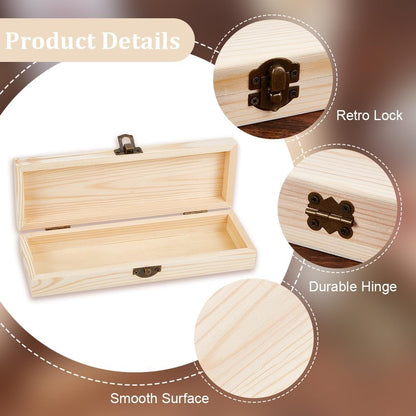 OLYCRAFT Unfinished Wood Box Jewelry Box Unfinished Wooden Artist Tool And Brush Storage Box Wood Pencil Box Small Case with Locking Clasp for Crafting Valentine's Day Easter Decoration