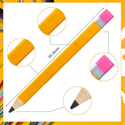 Yousoontic 31.5 Inch Giant Pencil Wall Art Wooden Jumbo Pencil Back to School Party Decoration Yellow Pen Props Preschool Kindergarten Graduation Classroom Decor for Home School Supplies