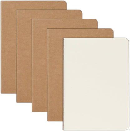 ZCZN 50 Pack A5 Kraft Notebooks Bulk, 8.15x5.5 Inches Blank Journaling Notebooks, Notebooks for Work, Composition Notebooks for School, Journal notebooks for kids, 60 Pages