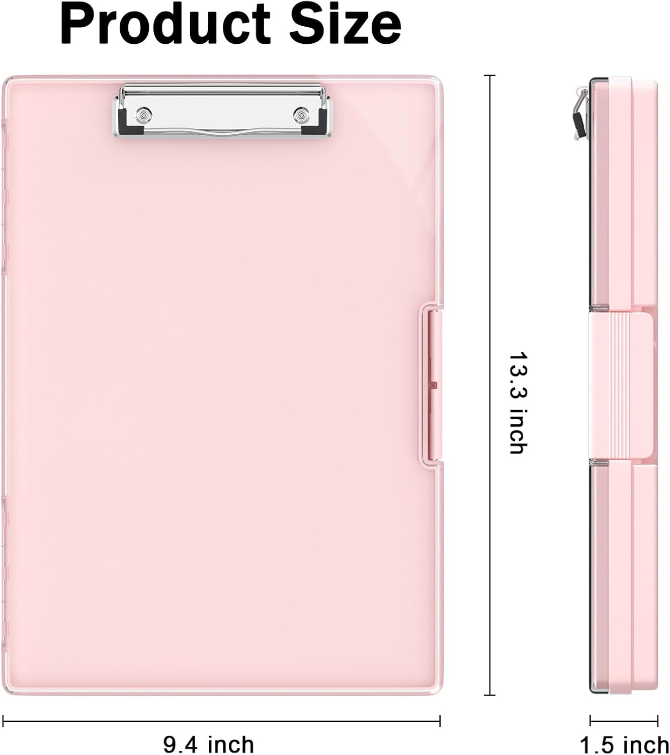 Rimilak Plastic Clipboard with Storage, Side Opening with 2 Compartment, Size 13.3 x 9.4 x 1.5 Heavy Duty High Capacity Nursing Box for Work School & Office Supplies, Black
