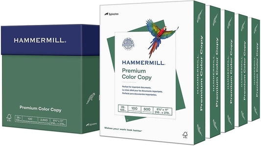 Hammermill 8.5-inch x 11-inch Premium Color Copy Paper, 28 lbs., 100 Brightness, 2500 Sheet/Carton (102450)