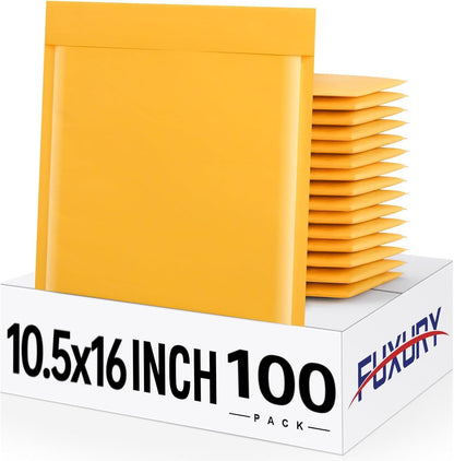 Fuxury Kraft Bubble Mailer 4x8” 50Pack Padded Envelopes Usable Size 4x7" Strong Adhesion Thick Bubble Envelopes Waterproof Cushioned Bubble Mailers Packaging for Small Business #000 Yellow