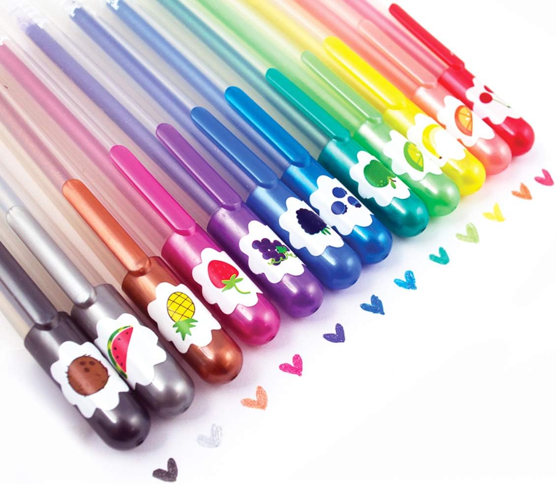 Ooly Scented Yummy Yummy Glitter Gel Pens Set of 12-1.00mm NIB Scented Glitter Pens for Kids and Adults, Art and Stationery Supplies