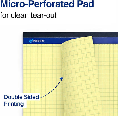 Graph Paper Pads 8.5 x 11, 4x4 Quad Ruled Graph Paper, 2 Pack, 50 Sheets Per Pad, White Graphing Paper Notebook with Sturdy Back & Micro-Perforated Pages, Made in USA, for School, Math, Drafting & Office