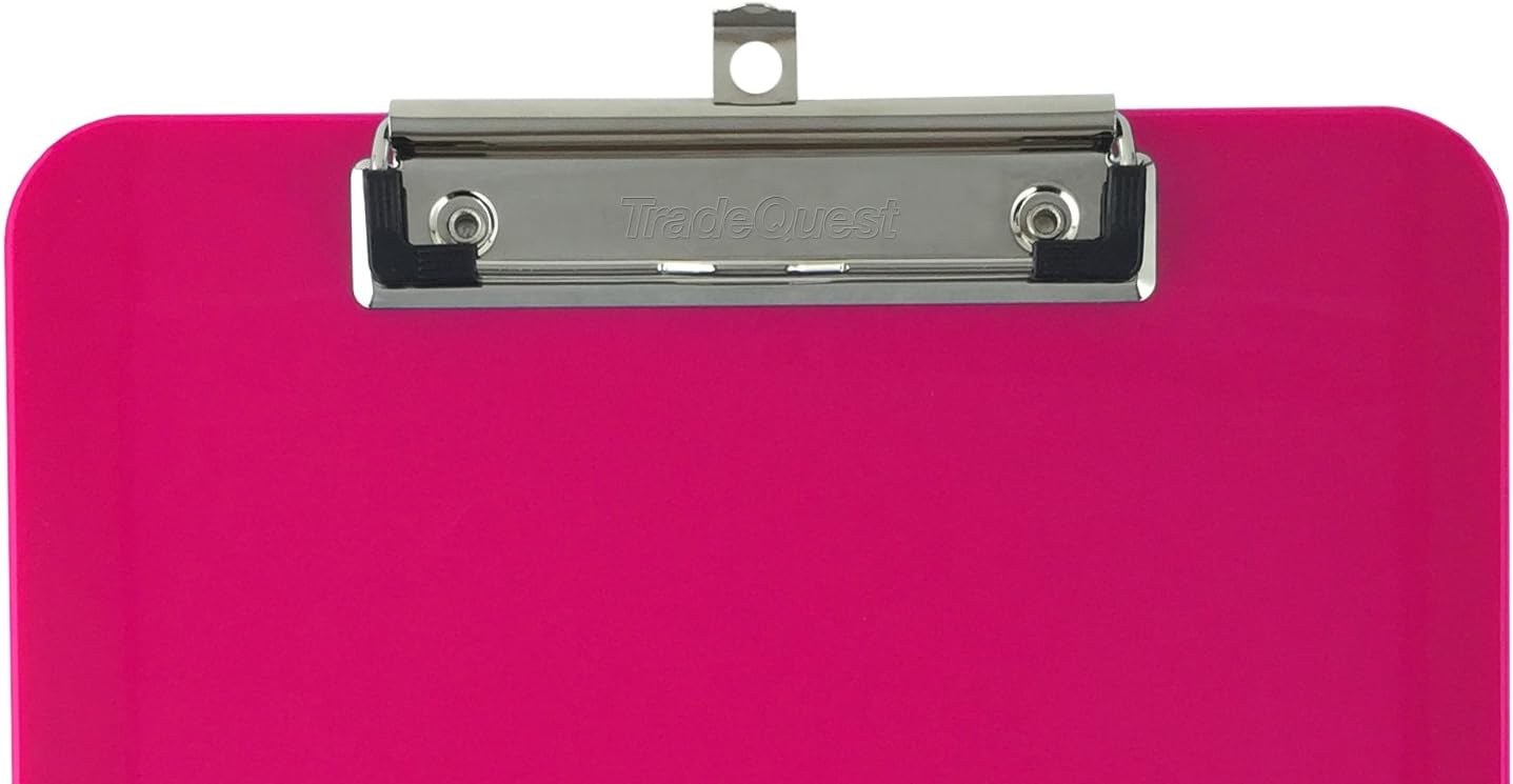 Trade Quest Plastic Clipboard Opaque Color Letter Size Low Profile Clip (Pack of 6) (Black)