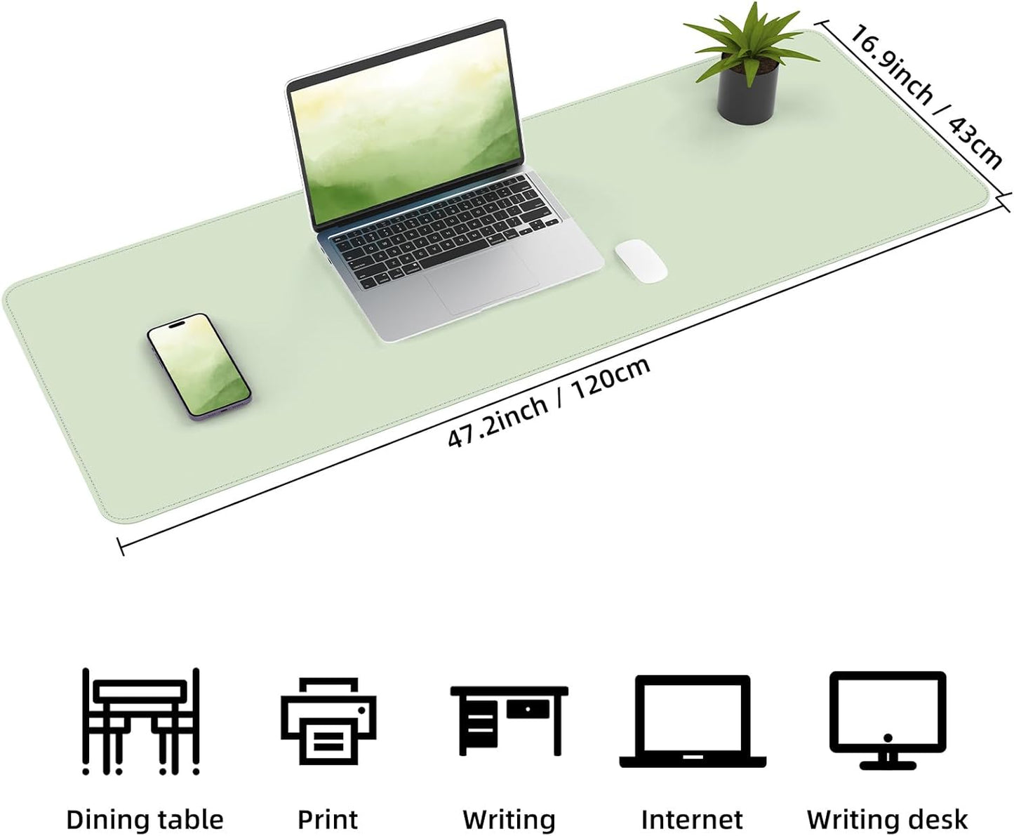 Large Desk Mat 47.2" x 17" Leather Desk Pad Protector with Natural Cork & PU Leather, Non-Slip Office Desk Mat, Large Mouse Pad, Waterproof Desk Blotter pad for Office&Home(Black)