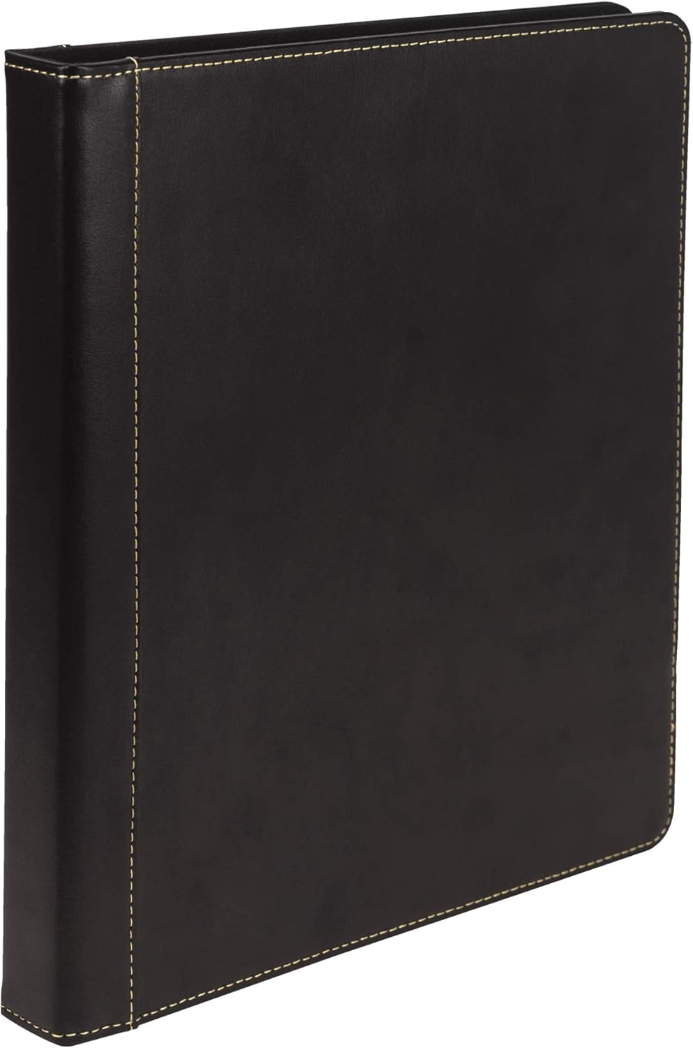 Samsill 1 Inch 3 Ring Binder, Leather, Black with Contrast Stitching, 8.5X 11 Inch, 3 Rings, Notebook Binder, Portfolio Organizer, Planner, Journal
