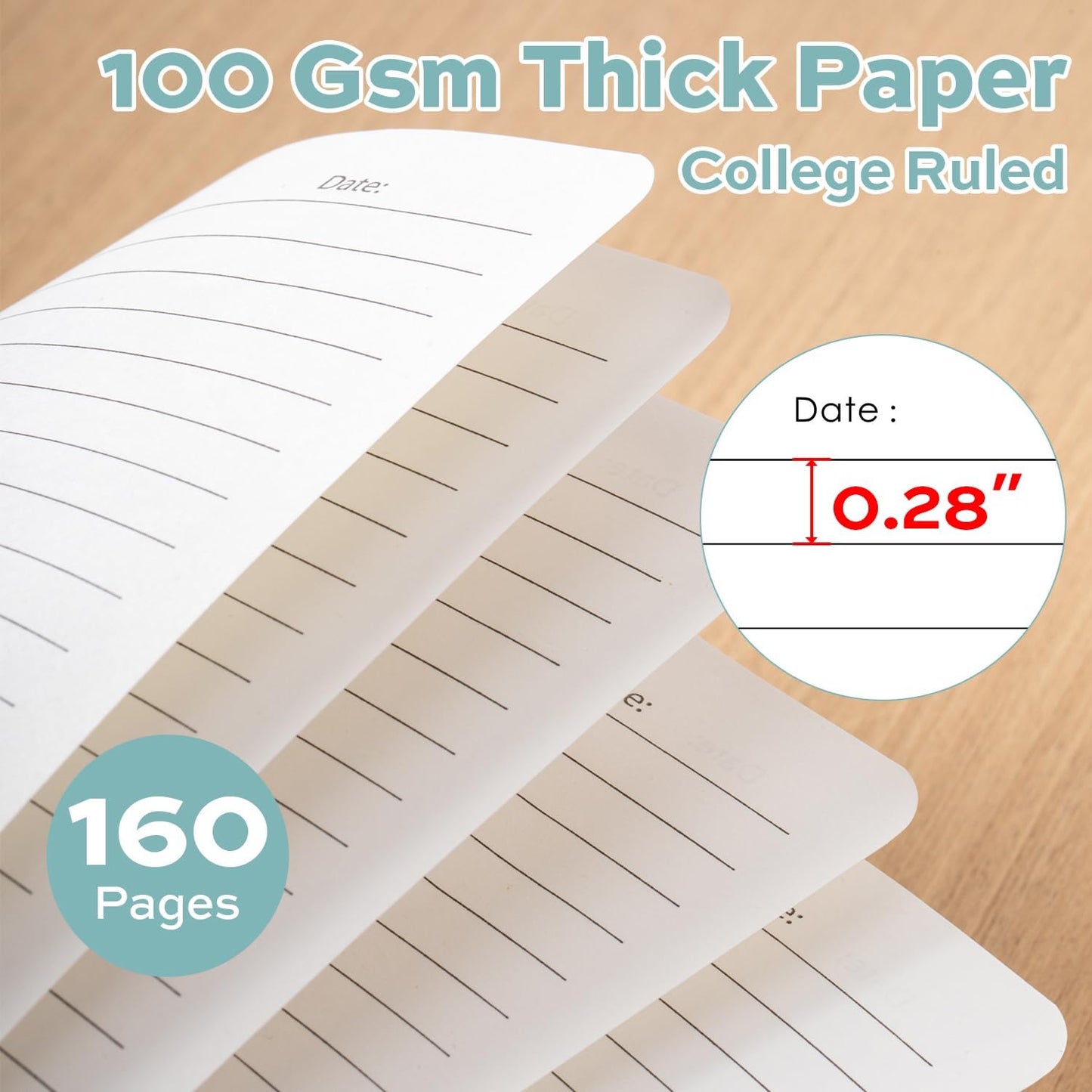 deli Rose Red Lined Spiral Journal Notebook, 160 Pages, A5 (5.5"x8") Hardcover Writing Notebook, College Ruled Spiral Bound Journal for Women & Men - Perfect for Work, School, Office & Note Taking