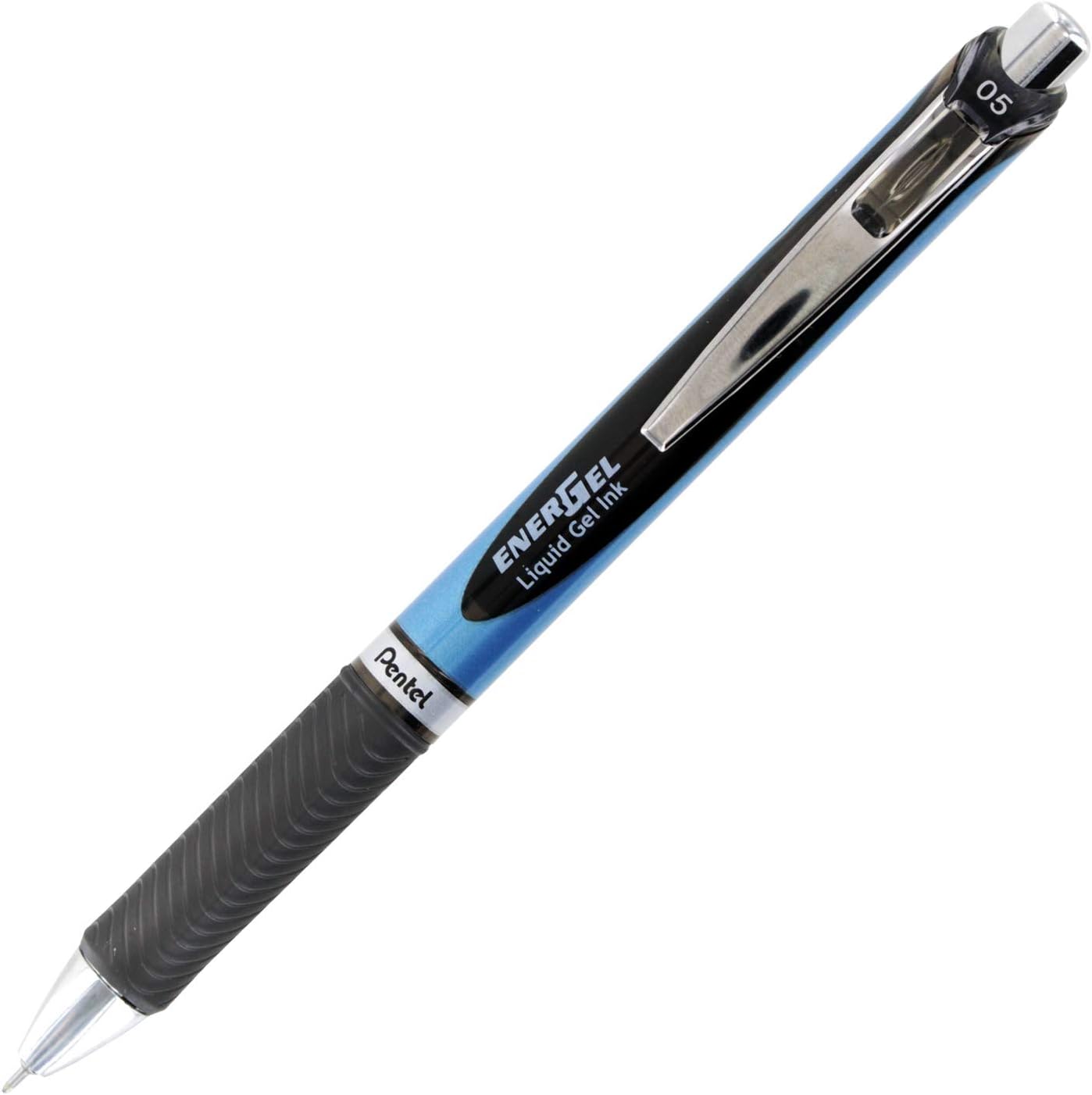 Pentel EnerGel RTX Retractable Liquid Gel Pen 0.5mm Fine Line Needle Tip Black Ink Pack of 5