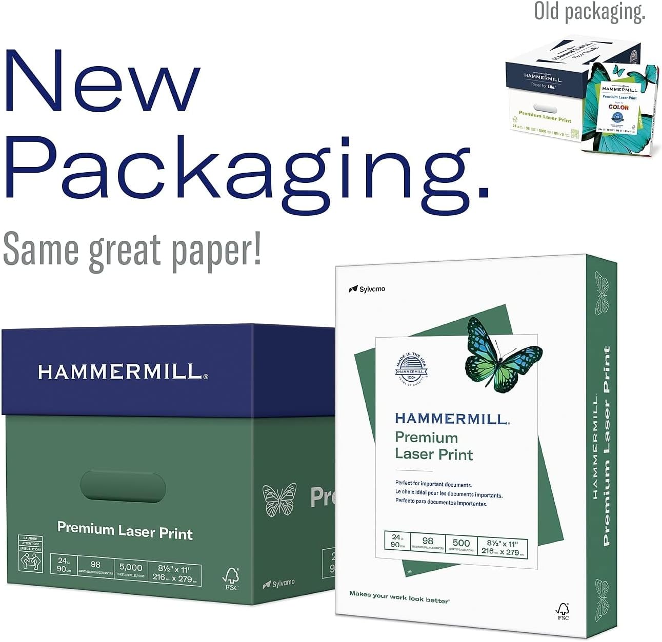 Hammermill Printer Paper, Premium Laser Print 32 lb, 8.5 x 11-98 Bright, Made in The USA, 104646R - 1 Ream (500 Sheets)