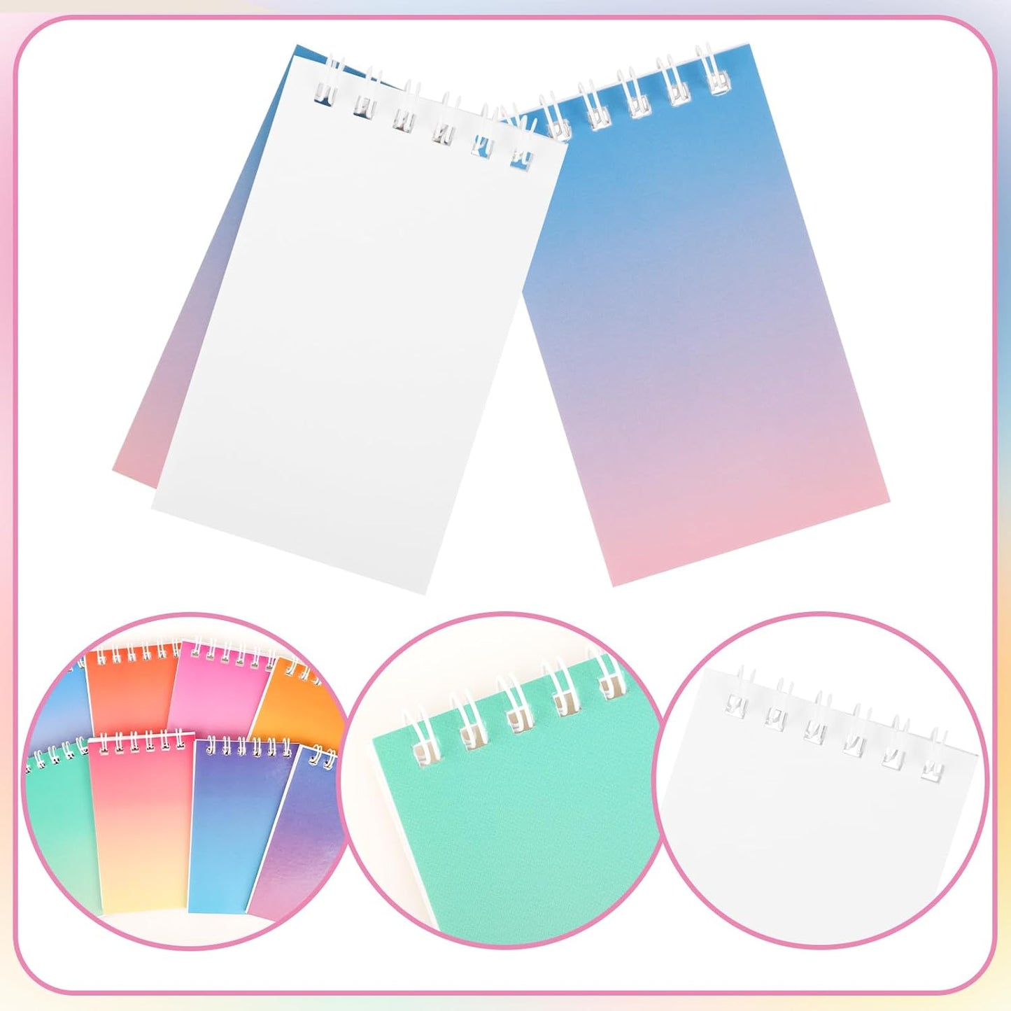 Hooqict 24 Pack Small Pocket Notebook Mini Notebooks Bulk Small Spiral Notepads with 8 Colors, Memo Note Pads for Kids, Work, Office, School, 3.9 x 2.4 Inches