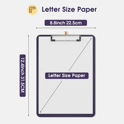 Plastic Clipboards 2 Pack, A4 Black Clip Board 8.5x11 for Classroom, Students, Kid, Woman, Size 9" x 12.5" with Low Profile Clip, Office & School Supply