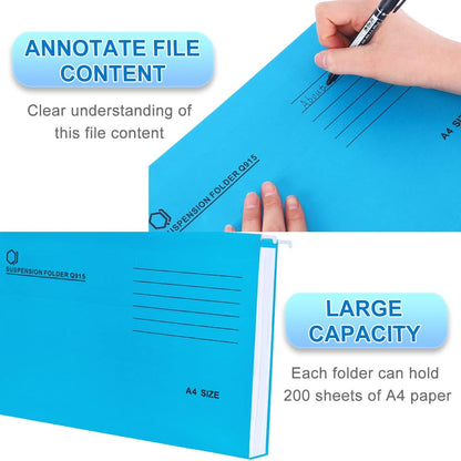 A4 Hanging File Folders, 25 Pcs Recycled Card File Folders for Filing Cabinet with Tabs and Card Inserts, Hanging Files Storage Folders for Office and School, Gray