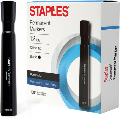 STAPLES Permanent Markers, Ultra Fine Tip, Black, 12 Pack – Duramark Precision Markers for Writing, Drawing & Labeling