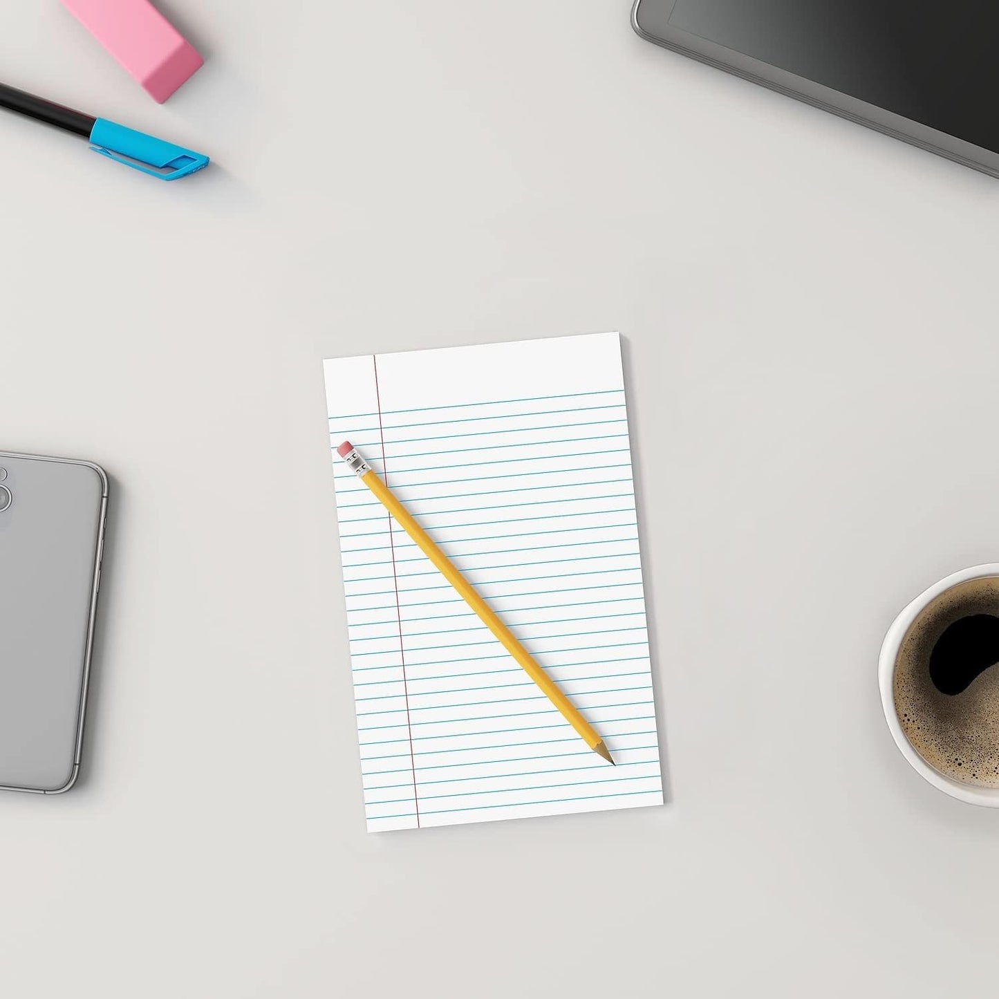 STAPLES Notepads, 8.5” x 11”, Narrow Ruled, White, 50 Sheets/Pad, 12‑Pack