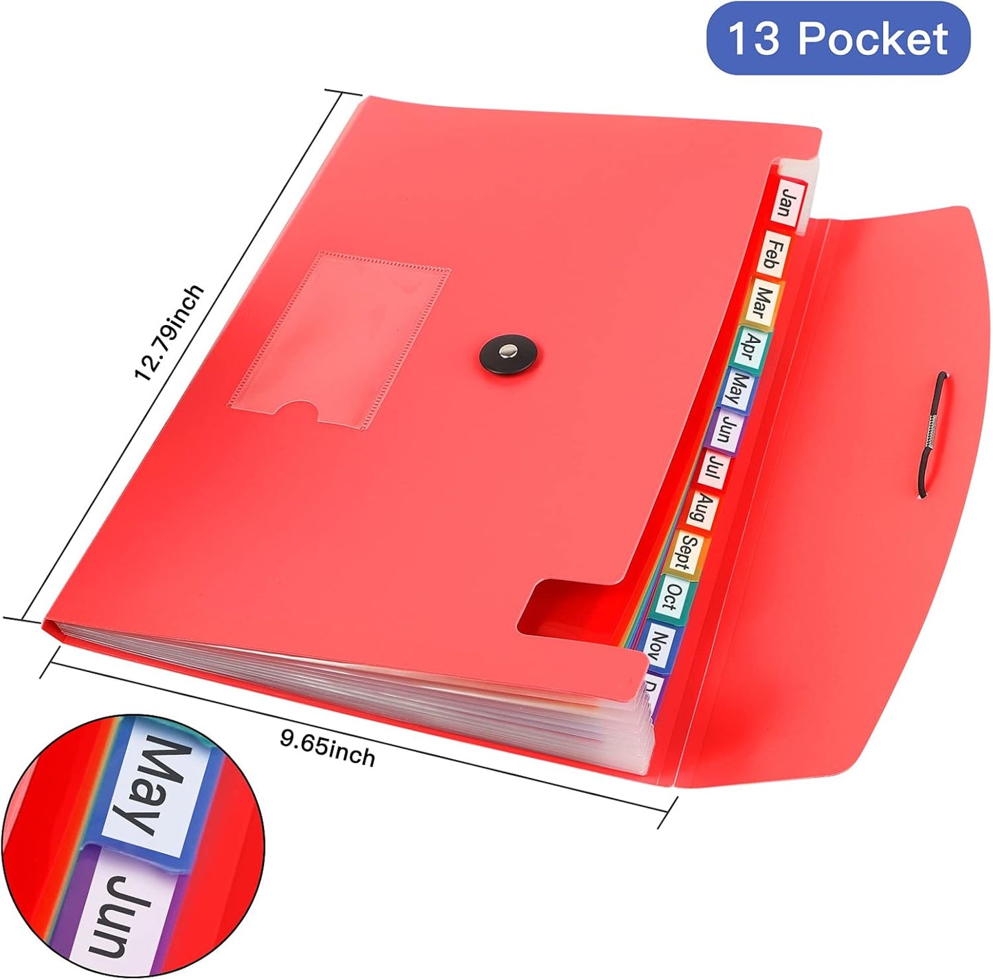 7-Pocket Expanding File 3pcs, Plastic Expandable File Folder - Black&Blue&Red