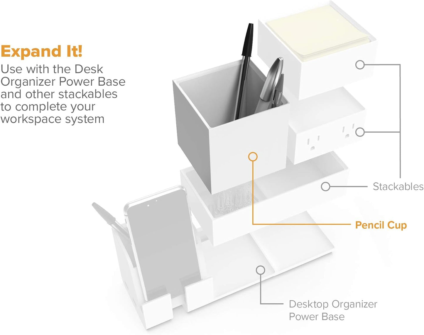 Bostitch Office Konnect Desk Organizer Accessory Tray, Stacks for Desktop Storage, Black