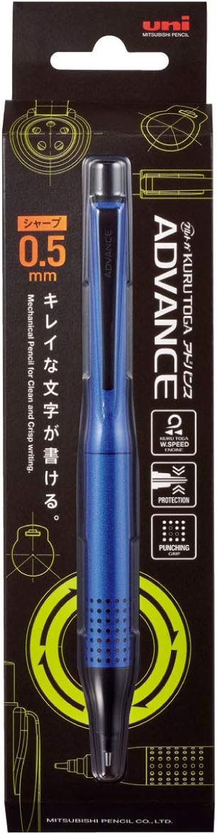 Uni Kurutoga Advance Upgrade Model 0.5mm Mechanical Pencil, Gun Metallic Body (M510301P.43), Black