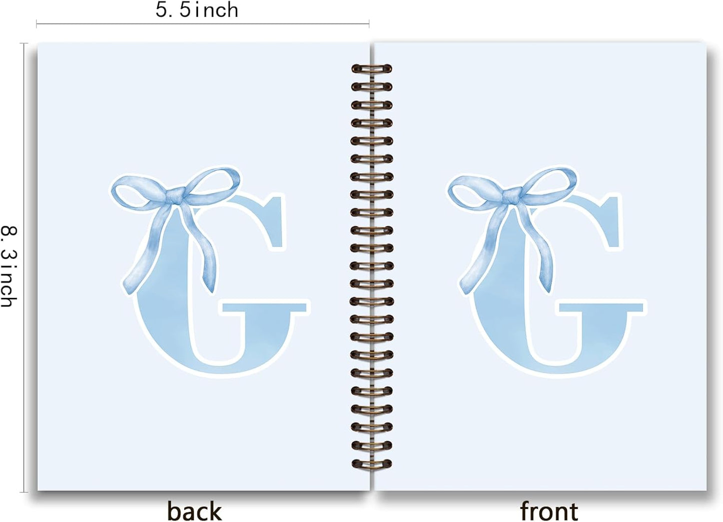 Blue Bow Journal Notebook for Girls,Initial H Journals Personalized Diary Gifts for Teen Girl Kids,Monogrammed Gifts for Women,Trendy Coquette Cute Hardcover Spiral Notebook 5.5 x 8.3 - Colors B