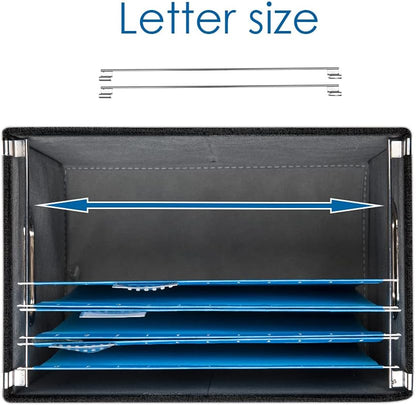 PRANDOM File Organizer Box - Collapsible Decorative Linen Filing Storage with Lids for Letter Size - Grey (14x9.3x10.8 inch)