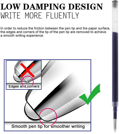 8 Pieces Replaceable Ballpoint Pen Refills Work for Most Brands Pens with Smooth Writing,Free-Flowing German Ink with Medium 0.5mm Ballpoint Tip(Black Refills and Length 4.4inch)