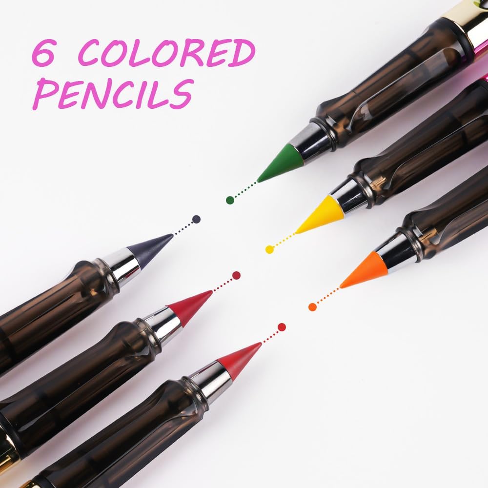 Ainiv Inkless Pencil with Eraser - 5 Sets Infinity Pencil, Reusable with Extra 5 Eraser & 5 Replaceable Nibs for Home, Office & School Writing, Drawing