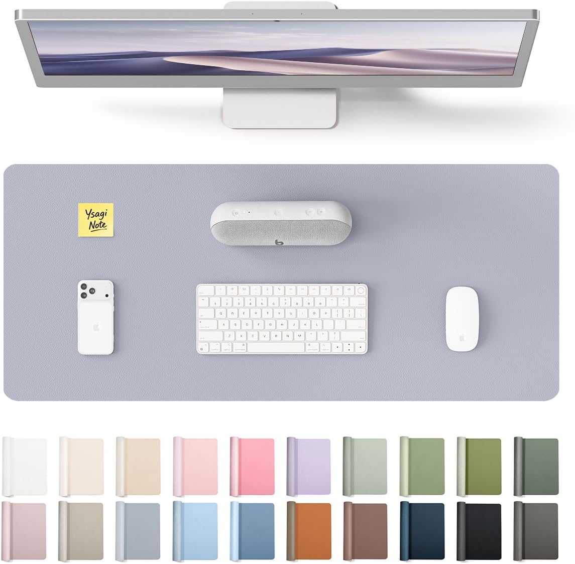 YSAGi Leather Desk Pad Protector, Office Desk Mat, Large Mouse Pad, Non-Slip PU Leather Desk Blotter, Waterproof Laptop Desk Writing Pad for Office and Home (23.6" x 13.8", Eggshell) - Colors B