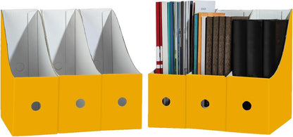 Limitliho 2 Pack White Magazine Holde, Vertical Book Bins for Classroom and Library Use, 10.6'' ×10.2'' ×3.5'' Inch Vertical File Folder Box