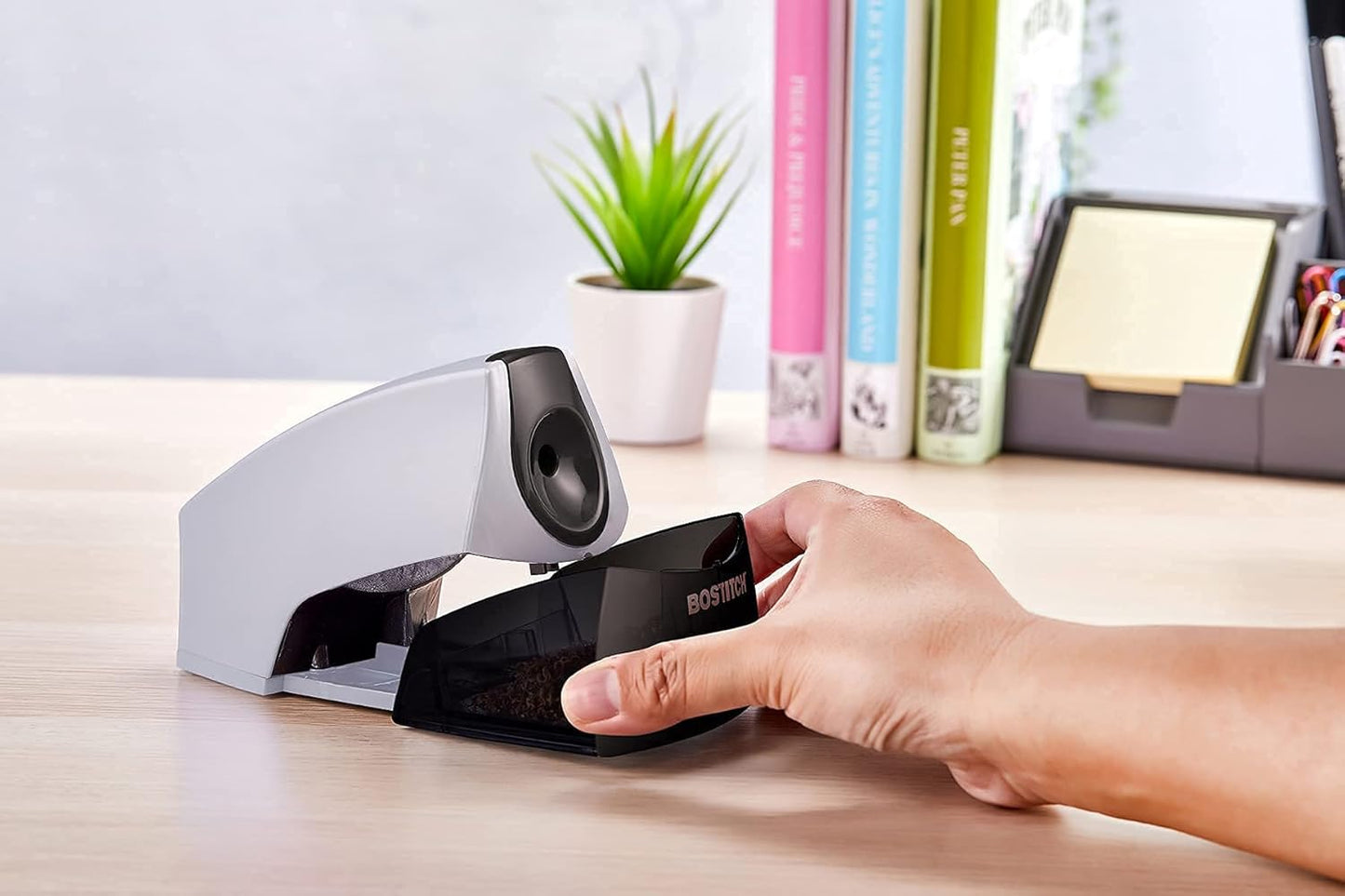 Bostitch Office Electric Pencil Sharpener for Classroom & Desk Use, Heavy-Duty Stall-Free Motor, High-Capacity Shavings Tray, Black
