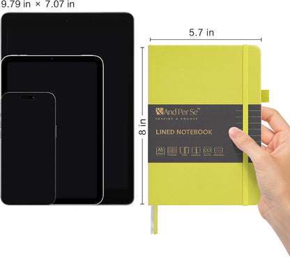 &And Per Se Lined Journal Notebook, 160 Pages, A5 5.7 x 8 inches College Ruled Thick Paper Notebook Journals for Writing, Hardcover Notebooks for Women Men Office School (1 Pack, Green) - Colors A