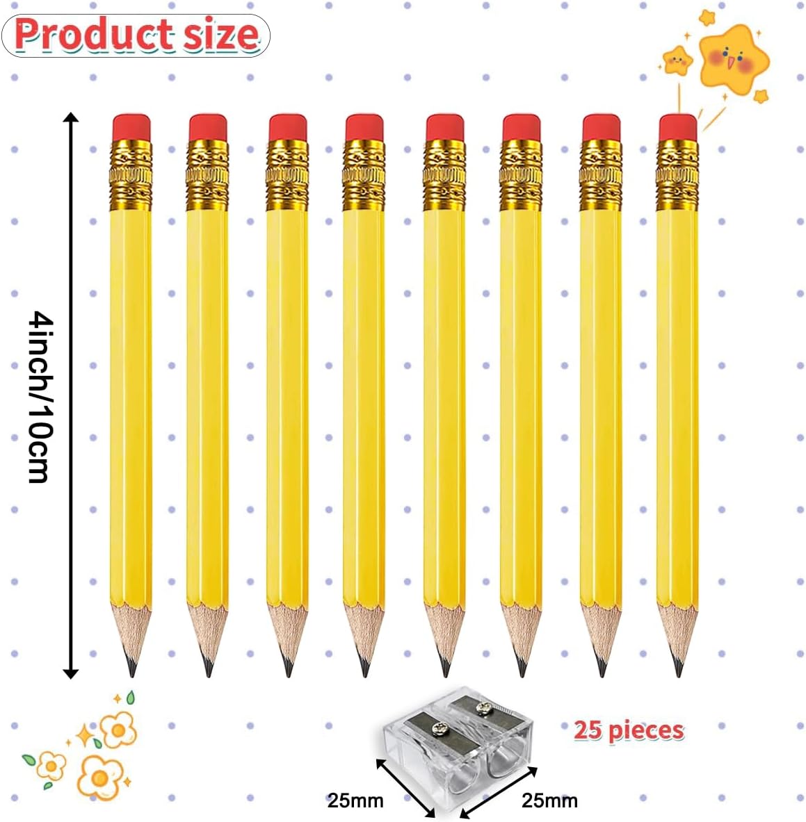 Adhere 25pcs Golf Pencils with Eraser Pre sharpened Hexagon half Wooden Pencils Graphite 2B for Golf Event Scoring,Classroom,Wedding,Company Meetings,Pew, Pocket (Nature)