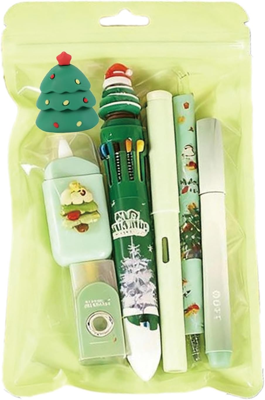 7 Pcs Cute Blue Stationery Set Kawaii School Supplies Office Supplies Including Ballpoint Pens Pencil Sharpener Highlighter Correction Tape Ruler Utility Knife (Blue)