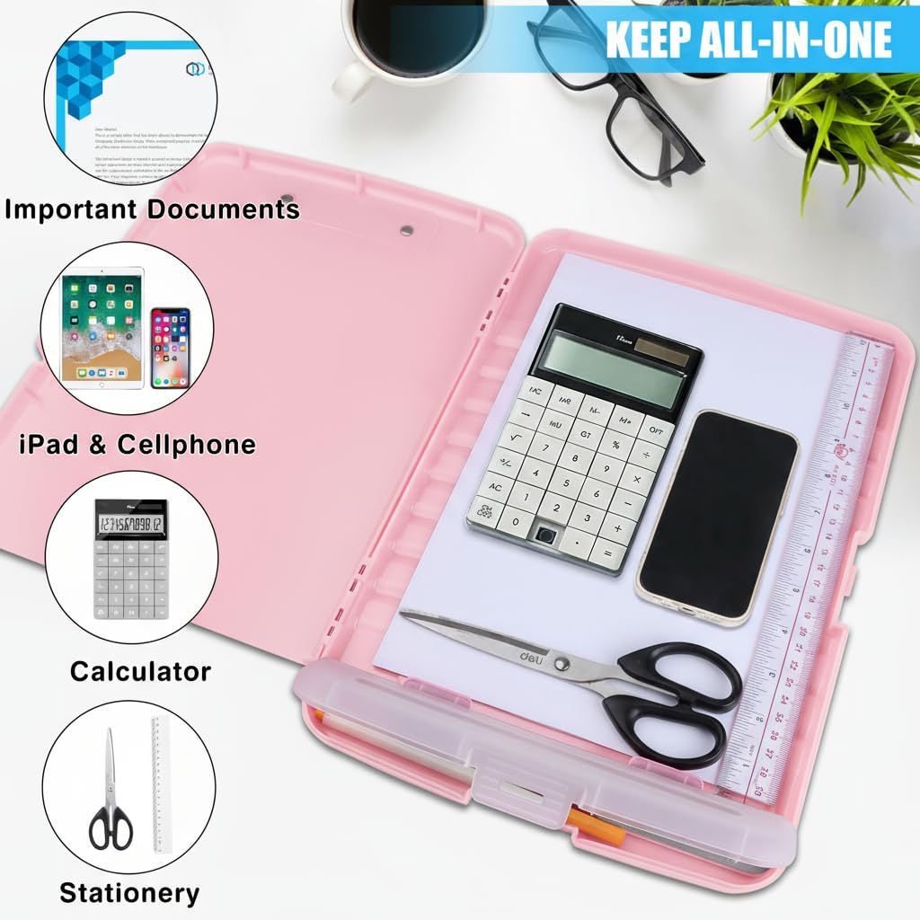 Red Plastic Clipboard with Storage,TFDLCG zm High Capacity Clip Boards 8.5x11,A4 Binder Nursing Clipboard Folder Heavy Duty for Women Teachers Work,School Office