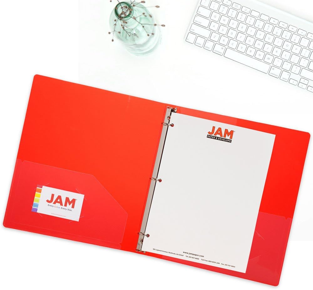 JAM PAPER Plastic 0.75 inch Binder - Clear 3 Ring Binder - Sold Individually