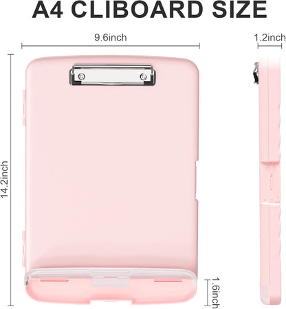 Plastic Clipboard with Storage, 8.5 x 11 Storage Organization Box Side-Opening, Heavy Duty Clip Board with Pen Holder and Paper Folder for Nurses, Teachers, Office & School Supply, Orange
