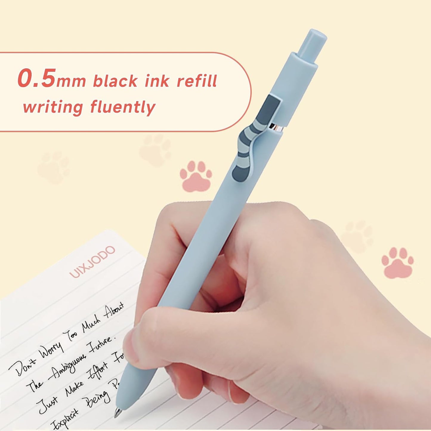 UIXJODO Gel Pens, 5 Pcs 0.5mm Black Ink Pens Fine Point Smooth Writing Pens with Silicone Grip, High-End Series Metal Clip Retractable Pens for Journaling Note Taking (Vintage)